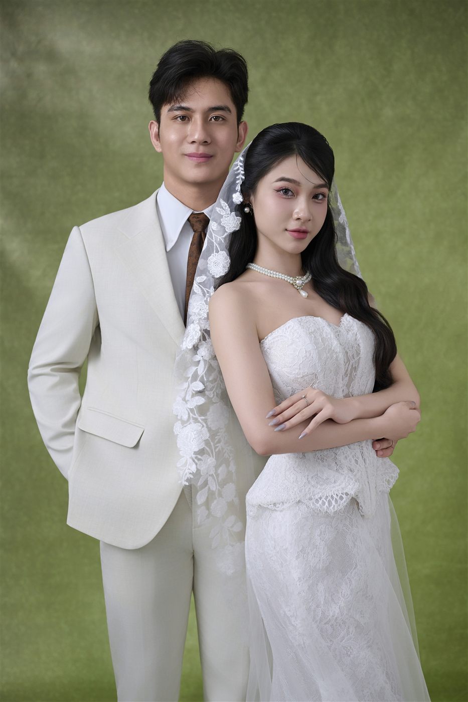 Ảnh cưới studio phông xanh Pleiku